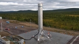Il prototipo del razzo spaziale riutilizzabile europeo Themis &egrave; in posizione sul pad di lancio